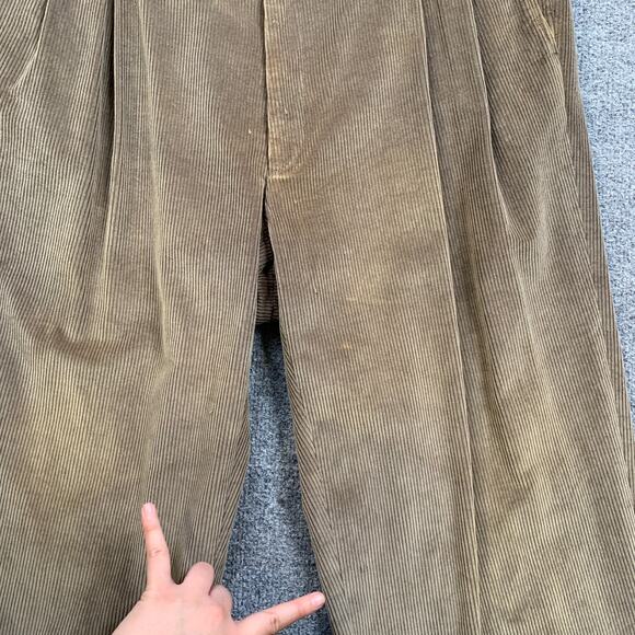 Vintage Santorelli Pants Mens 36 Mocha Como 2 Corduroy Cotton Pleated Trouser - Picture 4 of 16